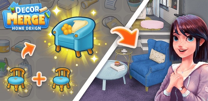 Tải game hack Merge Decor: Home Design MOD APK (Vô hạn tiền/Kim Cương) 4.2.0